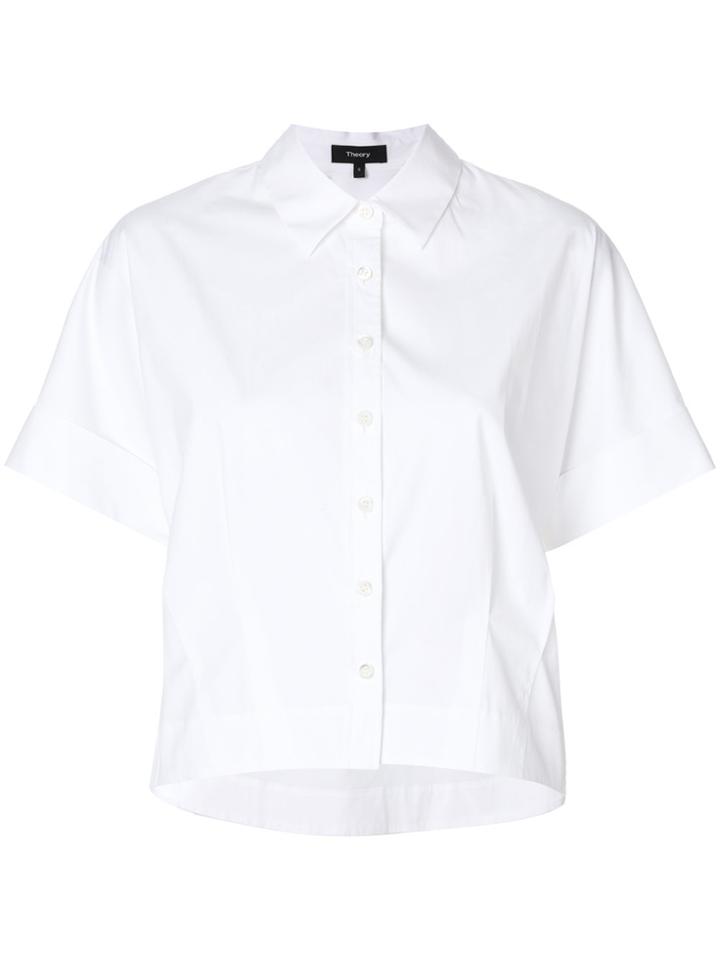 Theory Pleated Short Sleeved Shirt - White