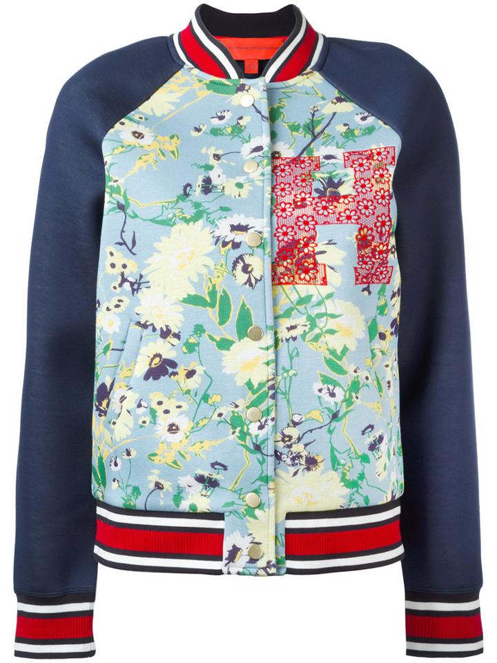 Hilfiger Collection - Floral Bomber Jacket - Women - Modal - M, Blue, Modal