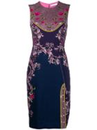 Versace Collection Floral Print Fitted Dress - Purple