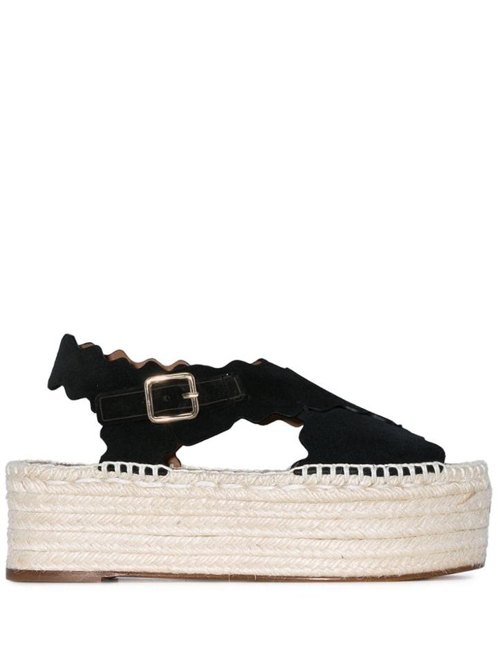 Chloé Black Lauren 50 Espadrille Flatforms