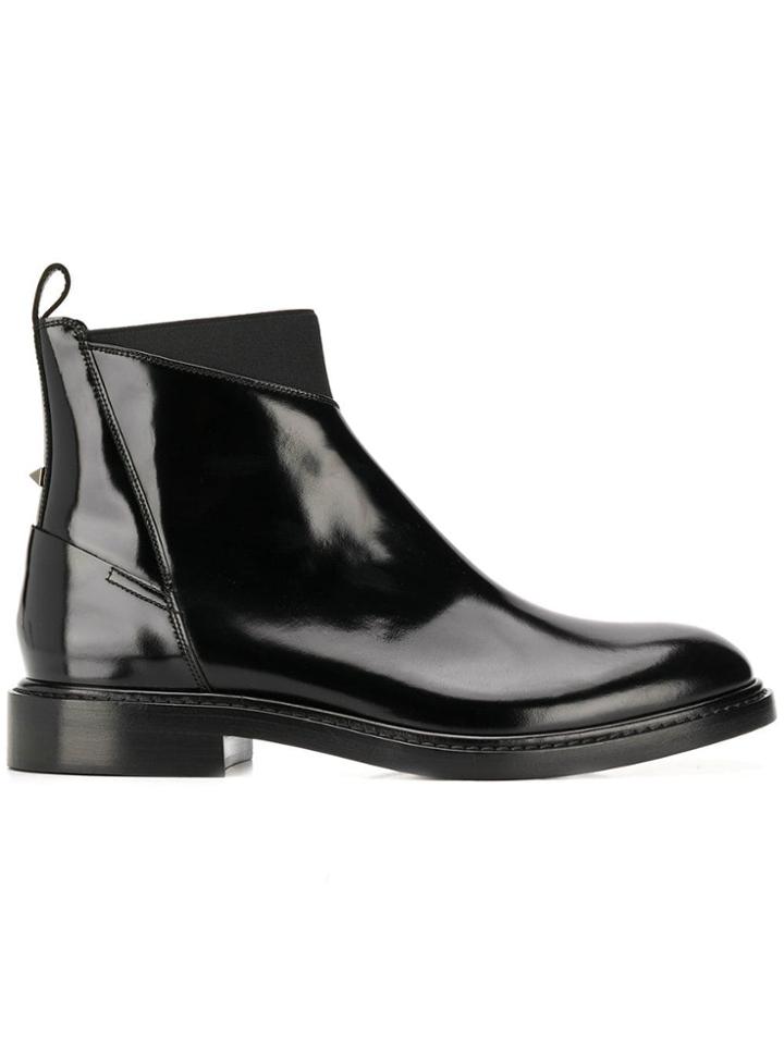 Valentino Valentino Garavani Contrast Panel Ankle Boots - Black