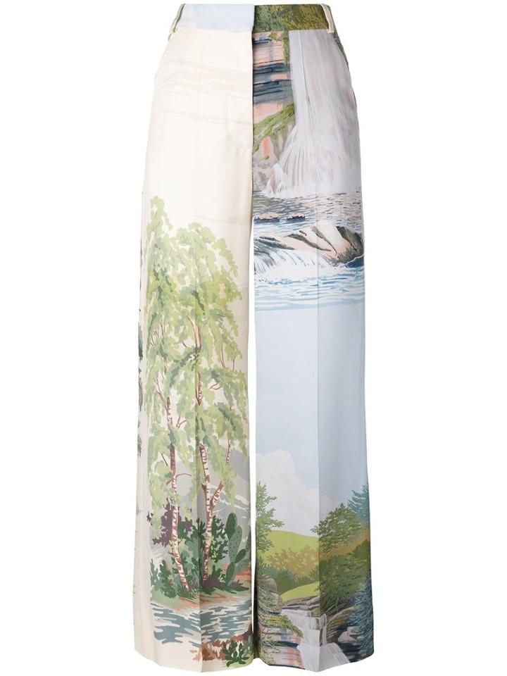 Stella Mccartney Landscape Print Palazzo Pants, Women's, Size: 36, Viscose