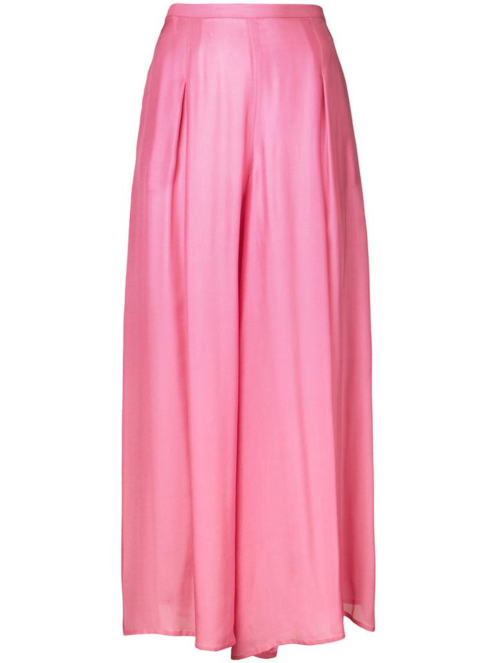 Paule Ka - Wide Leg Woven Trousers - Women - Silk - 40, Pink/purple, Silk