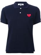 Comme Des Garçons Play Embroidered Heart Polo Shirt, Women's, Size: M, Blue, Cotton