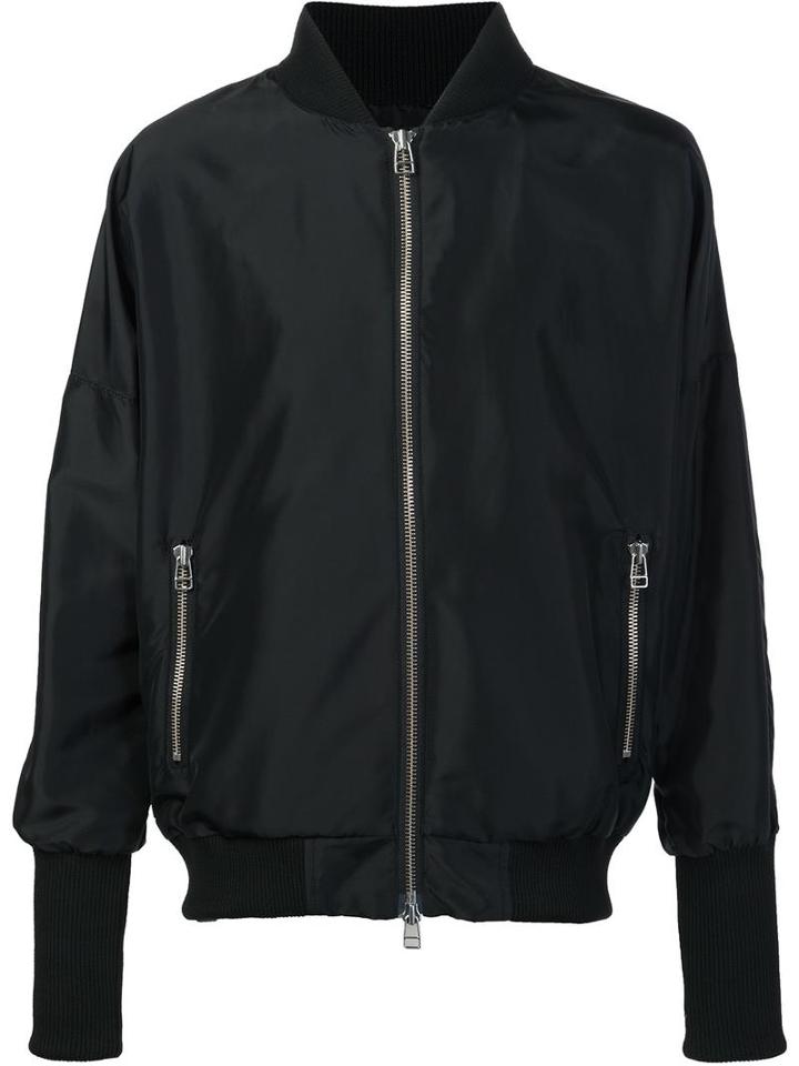 Daniel Patrick Elasticated Cuffs Bomber Jacket, Men's, Size: Large, Black, Silk/nylon