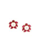 Chanel Vintage Gripoix Flower Clip-on Earrings, Women's, Red