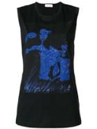 Wales Bonner Print Sleeveless Vest Top - Black