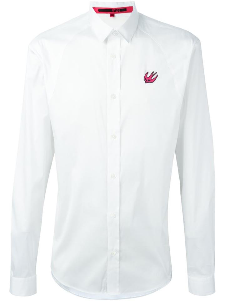 Mcq Alexander Mcqueen 'swallow Harness' Shirt, Men's, Size: 46, White, Cotton/polyamide/spandex/elastane