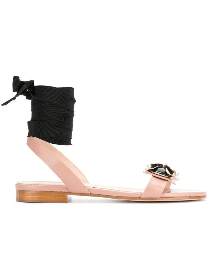 Red Valentino Embellished Bug Detail Sandals - Nude & Neutrals