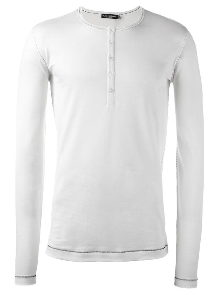Dolce & Gabbana Henley Top, Men's, Size: 50, White, Cotton