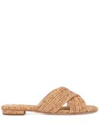 Schutz Cork Cross-over Sandals - Brown