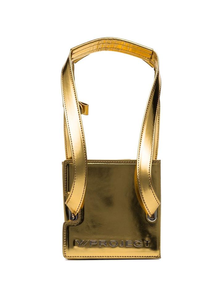 Y/project Metallic Gold Accordion Mini Leather Tote Bag