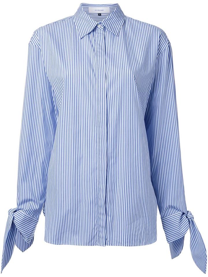 Le Ciel Bleu Bow Detail Striped Shirt, Women's, Size: 36, Blue, Cotton