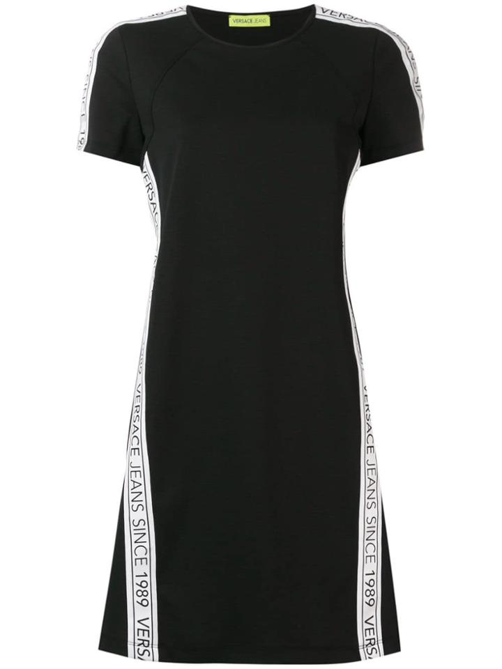 Versace Jeans Logo Stripe T-shirt Dress - Black