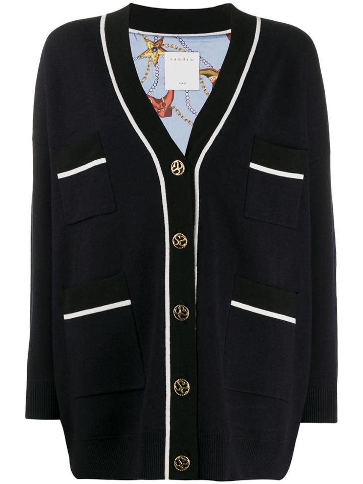 Sandro Paris Button Up Jacket - Blue