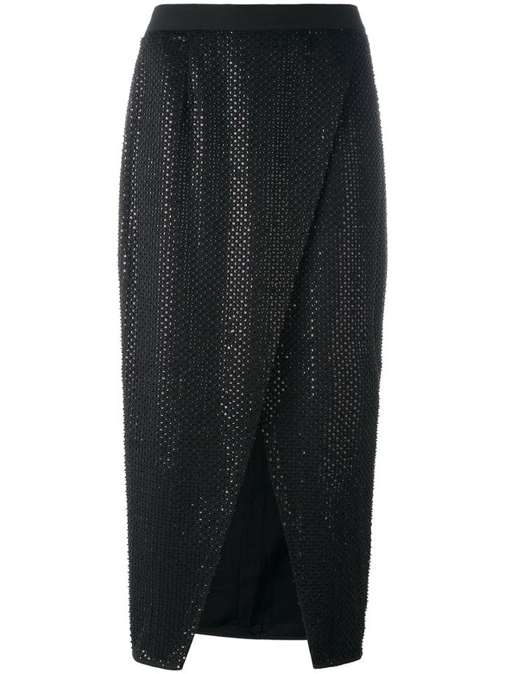 Self-portrait Beaded Detail Skirt, Women's, Size: 8, Black, Polyester/spandex/elastane
