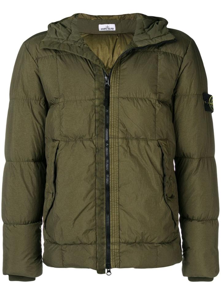 Stone Island Zip Front Padded Jacket - Green