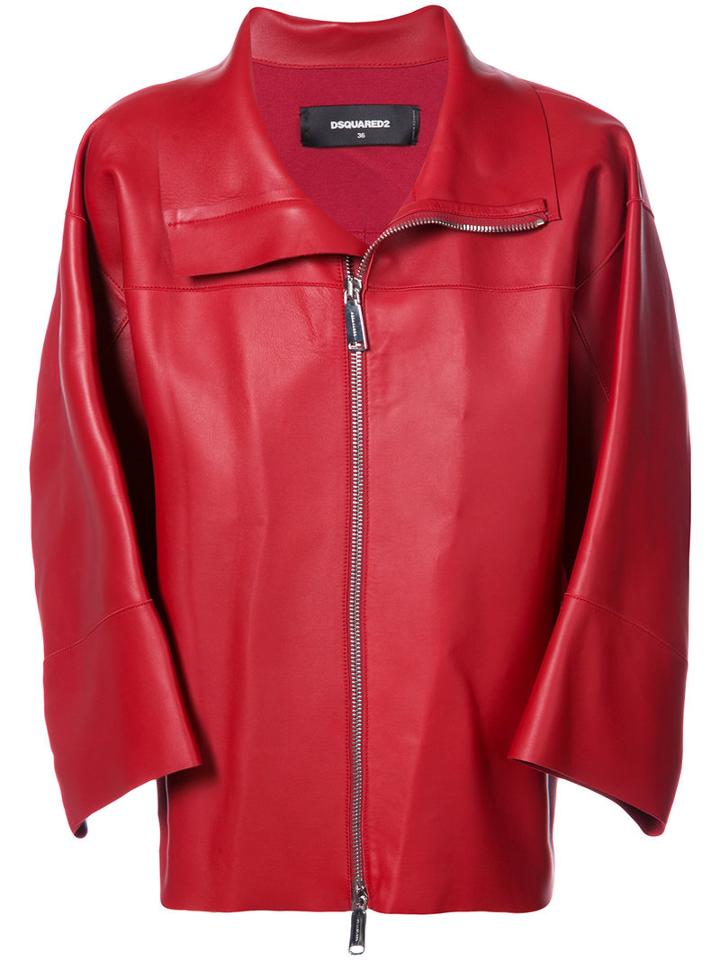 Dsquared2 - Classic Biker Jacket - Women - Lamb Skin - 36, Red, Lamb Skin