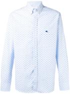 Etro Geometric Pattern Shirt, Men's, Size: 39, Blue, Cotton