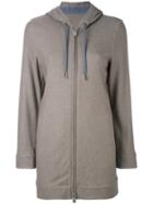 Eleventy - Drawstring Zipped Hoodie - Women - Cashmere/silk/acetate/polyester - 40, Brown, Cashmere/silk/acetate/polyester