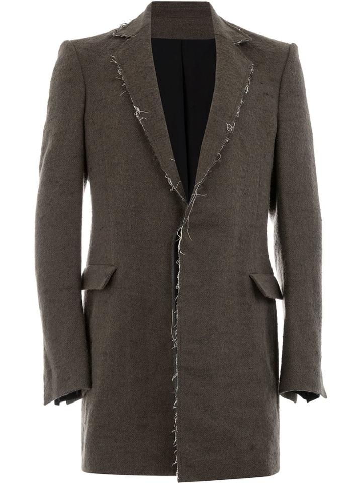 Cedric Jacquemyn Raw Hem Single-breasted Coat - Brown