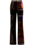 Versace High-waisted Sipario Print Silk Blend Velvet Trousers -