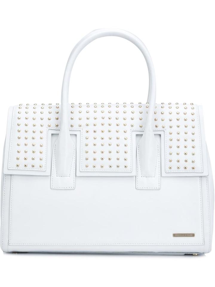 Thomas Wylde Studded Tote, Women's, White, Lamb Skin