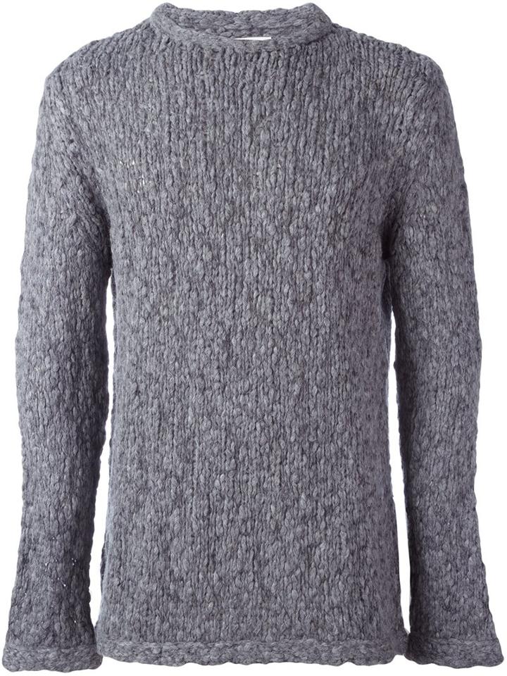 Ymc 'bauhaus' Knit Sweater, Men's, Size: Large, Grey, Acrylic/polyamide/merino
