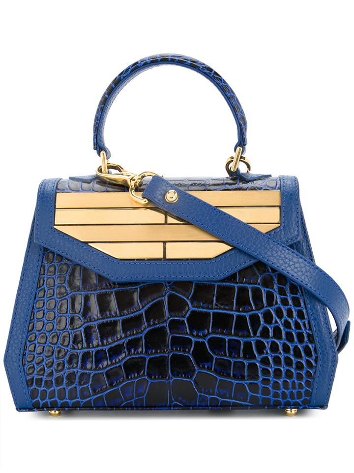 Rula Galayini Mini Amelie Crocodile Embossed Bag - Blue
