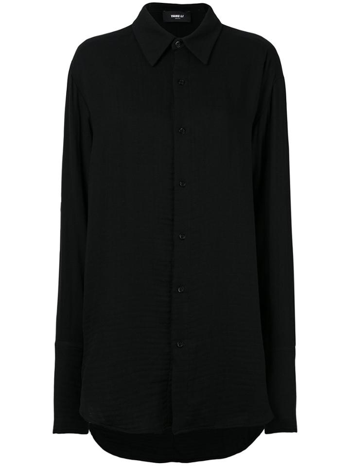 Yang Li Long-line Raw Cut Shirt - Black