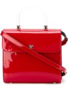 Courrèges Small Square Tote, Women's, Red, Patent Leather