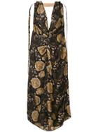 Uma Wang Knot Detail Floral Print Dress - Brown