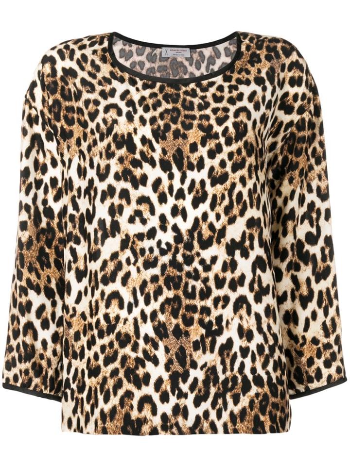 Alberto Biani Leopard Boxy Blouse - Brown