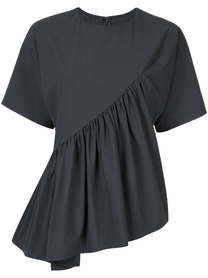Des Prés Diagonal Ruffle Trim Top - Grey