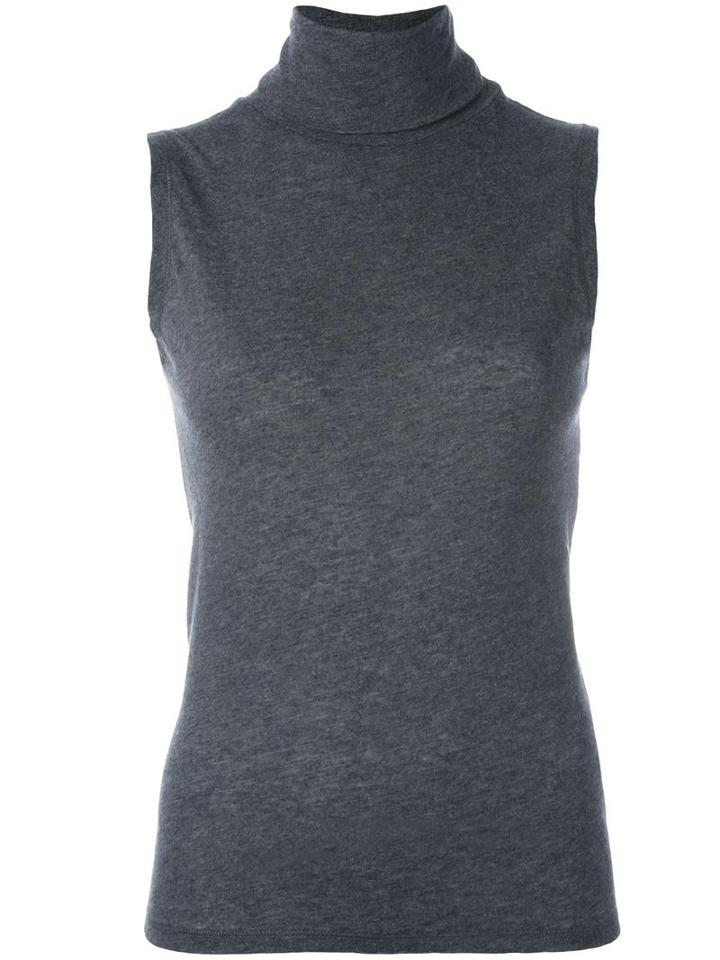 Majestic Filatures Turtleneck Sleeveless Knit Blouse, Women's, Size: 3, Grey, Cashmere