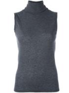 Majestic Filatures Turtleneck Sleeveless Knit Blouse, Women's, Size: 3, Grey, Cashmere