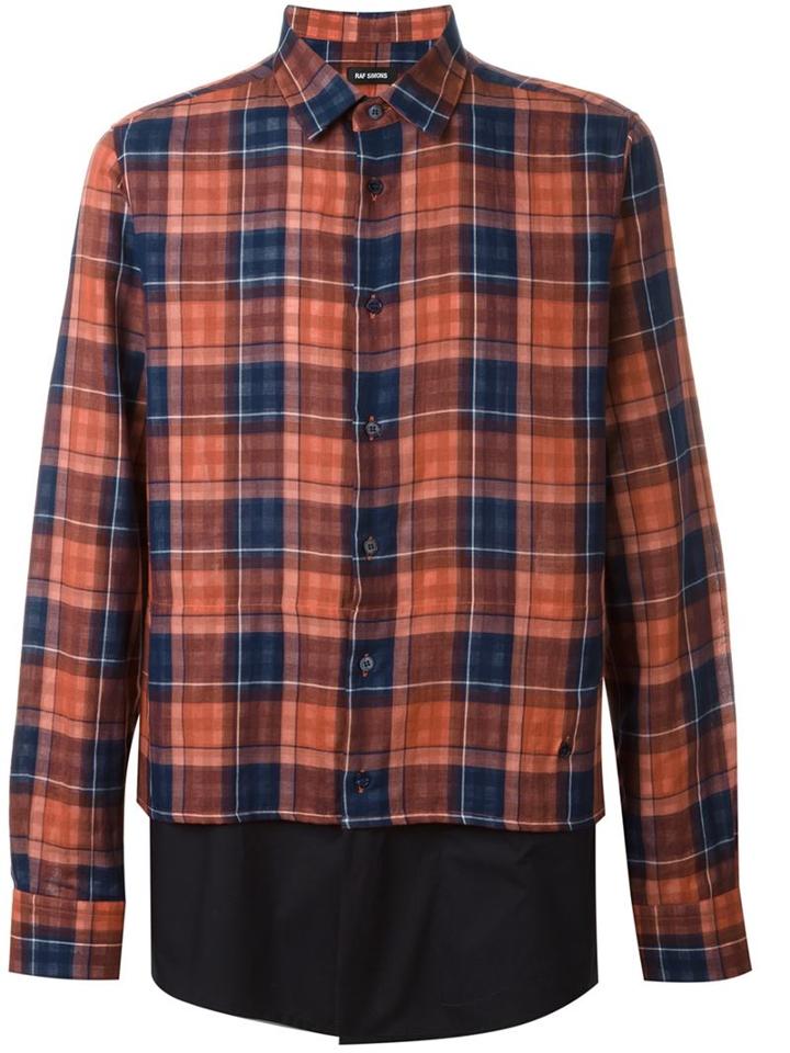 Raf Simons Checked Shirt, Men's, Size: 48, Red, Cotton
