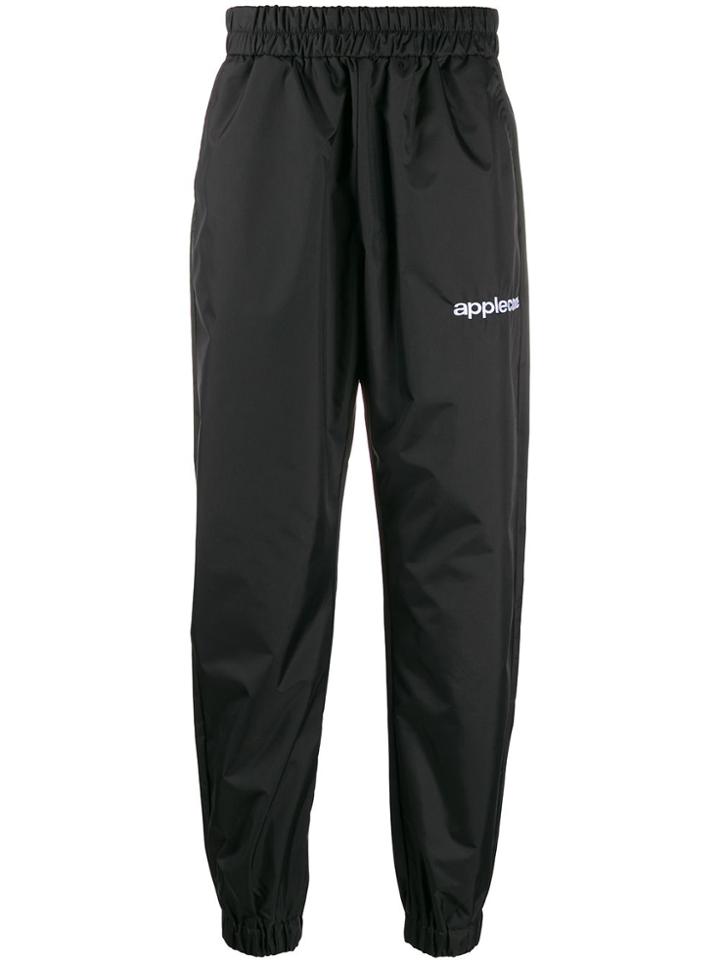 Applecore Logo Embroidered Track Pants - Black