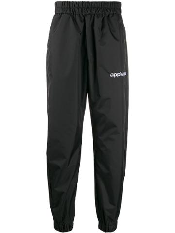 Applecore Logo Embroidered Track Pants - Black