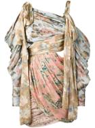 Zimmermann Asymmetric Floral Print Dress - Neutrals