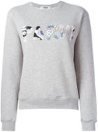 Msgm 'paris' Embroidered Sweatshirt, Women's, Size: Small, Grey, Cotton