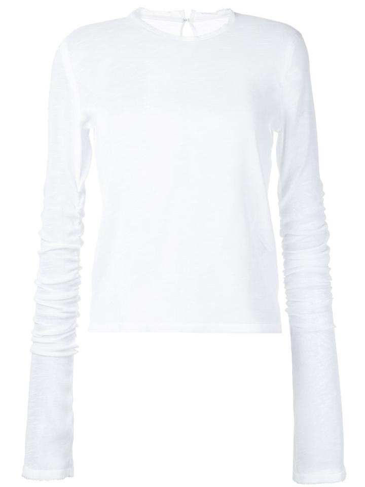 Irene Oversized Sleeve Mesh Blouse, Women's, Size: 38, White, Cotton/rayon