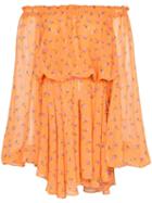 Rotate Off-shoulder Rose Print Dress - Orange