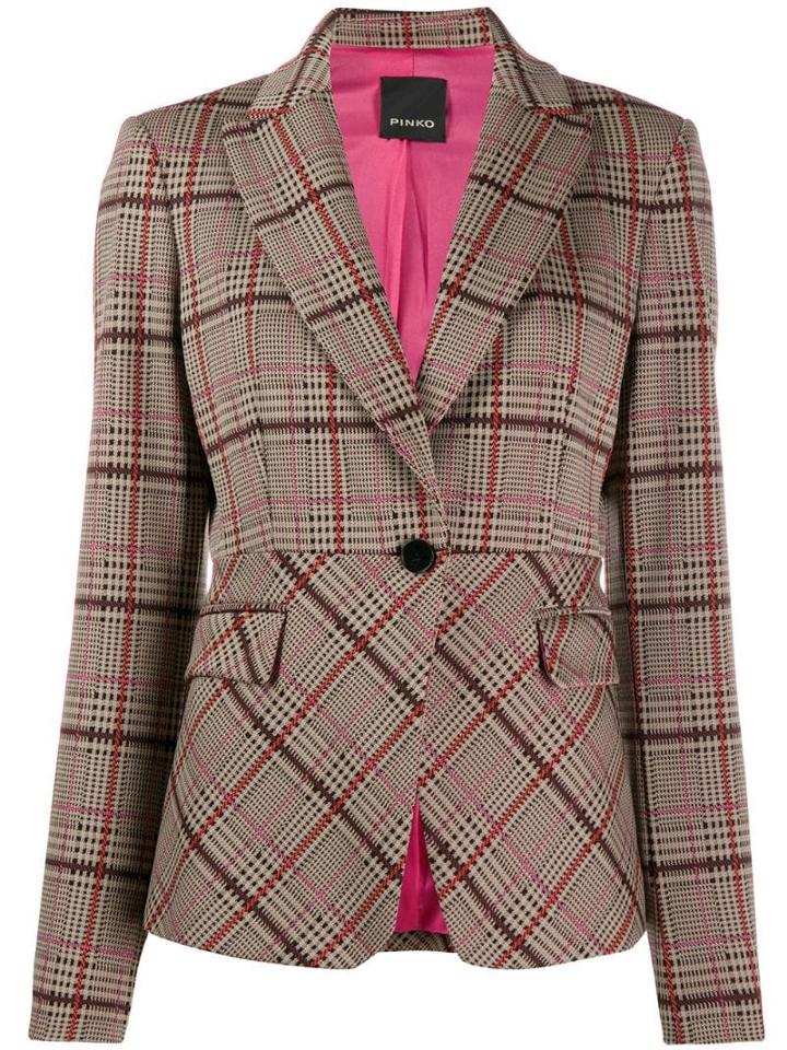 Pinko Check Fitted Blazer - Neutrals