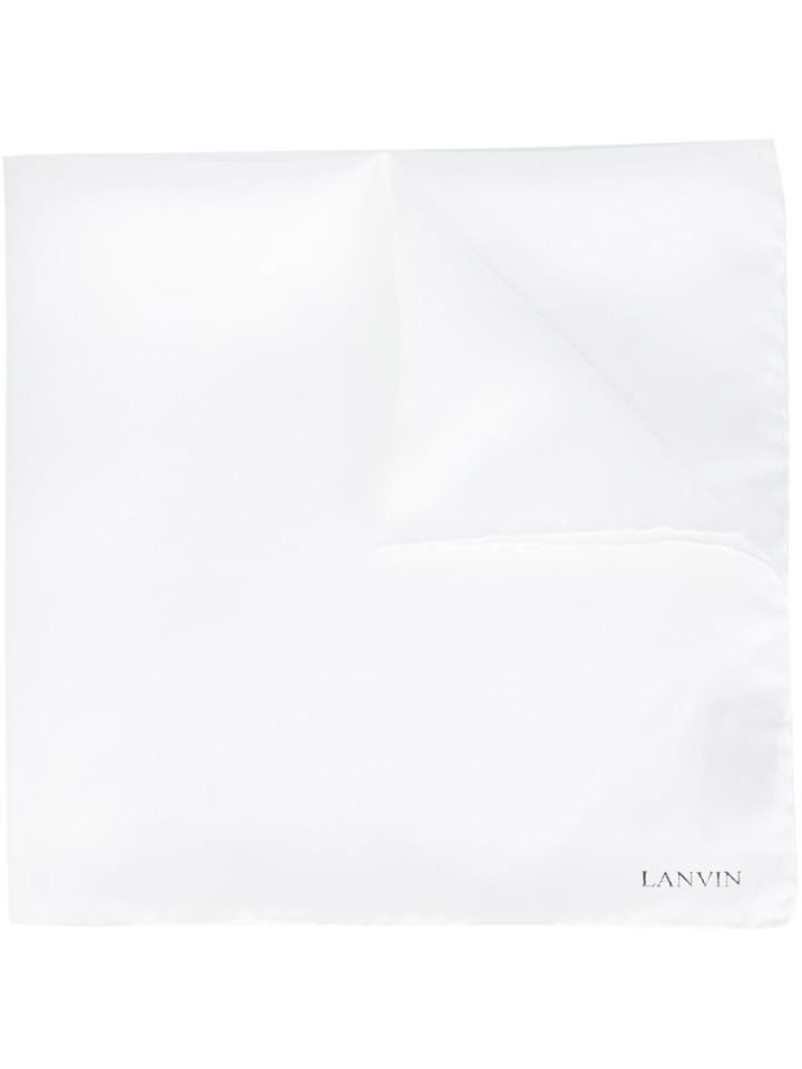 Lanvin Classic Plain Pocket Square, Men's, White, Silk