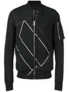 Rick Owens Geometric Embroidery Bomber Jacket - Black