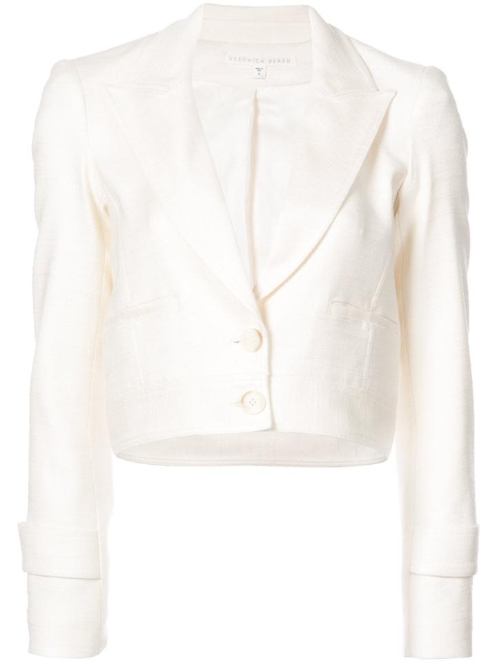 Veronica Beard Cropped Buttoned Up Jacket - White