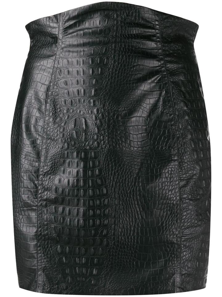 Nineminutes Crocodile-effect Mini Skirt - Black