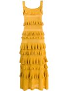 Twin-set Tiered Frill Maxi Dress - Yellow