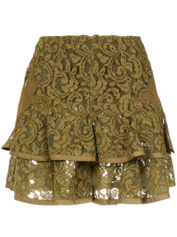 Martha Medeiros Lace Short Skirt - Green